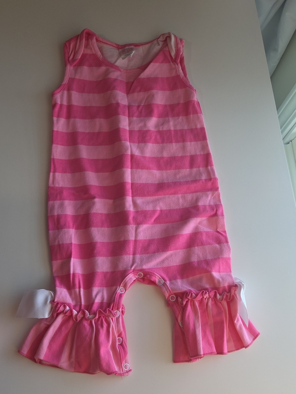 Ricrac & Rufgles Striped Pink Ruffle Romper